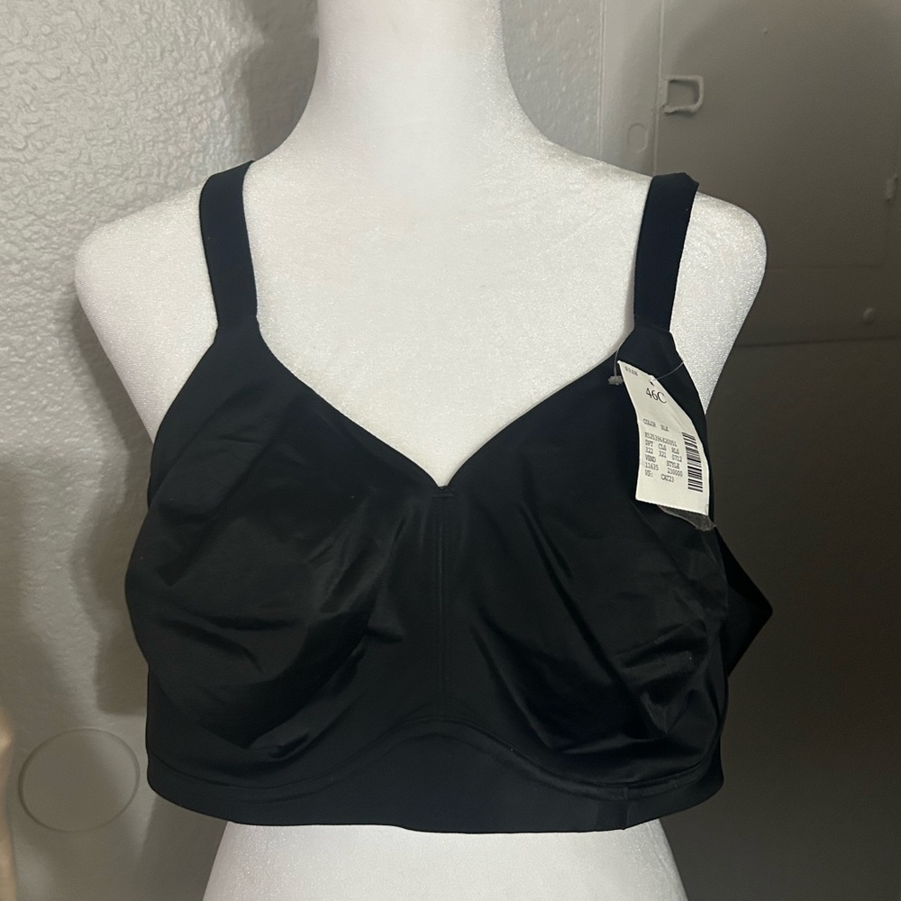 NWT! Black Wireless Serenada Bra. Size 46C